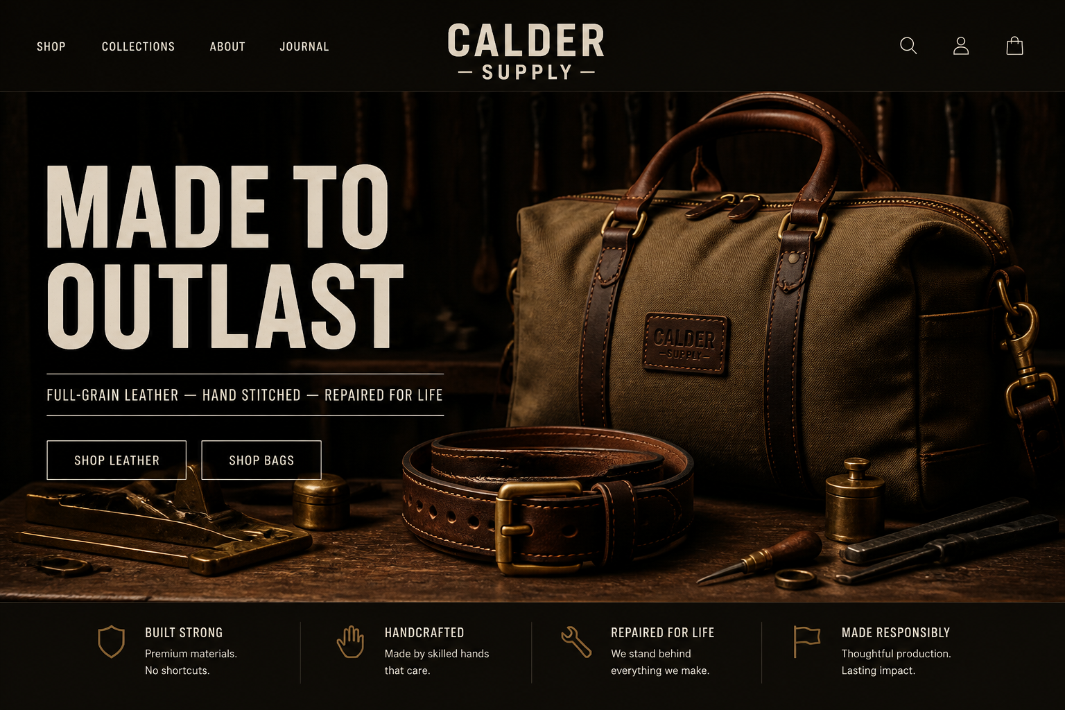 Calder Supply accessories storefront
