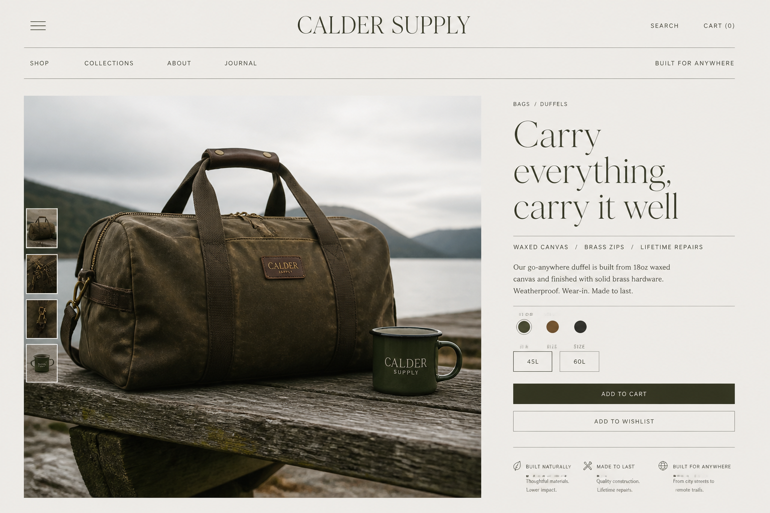 Calder Supply product page