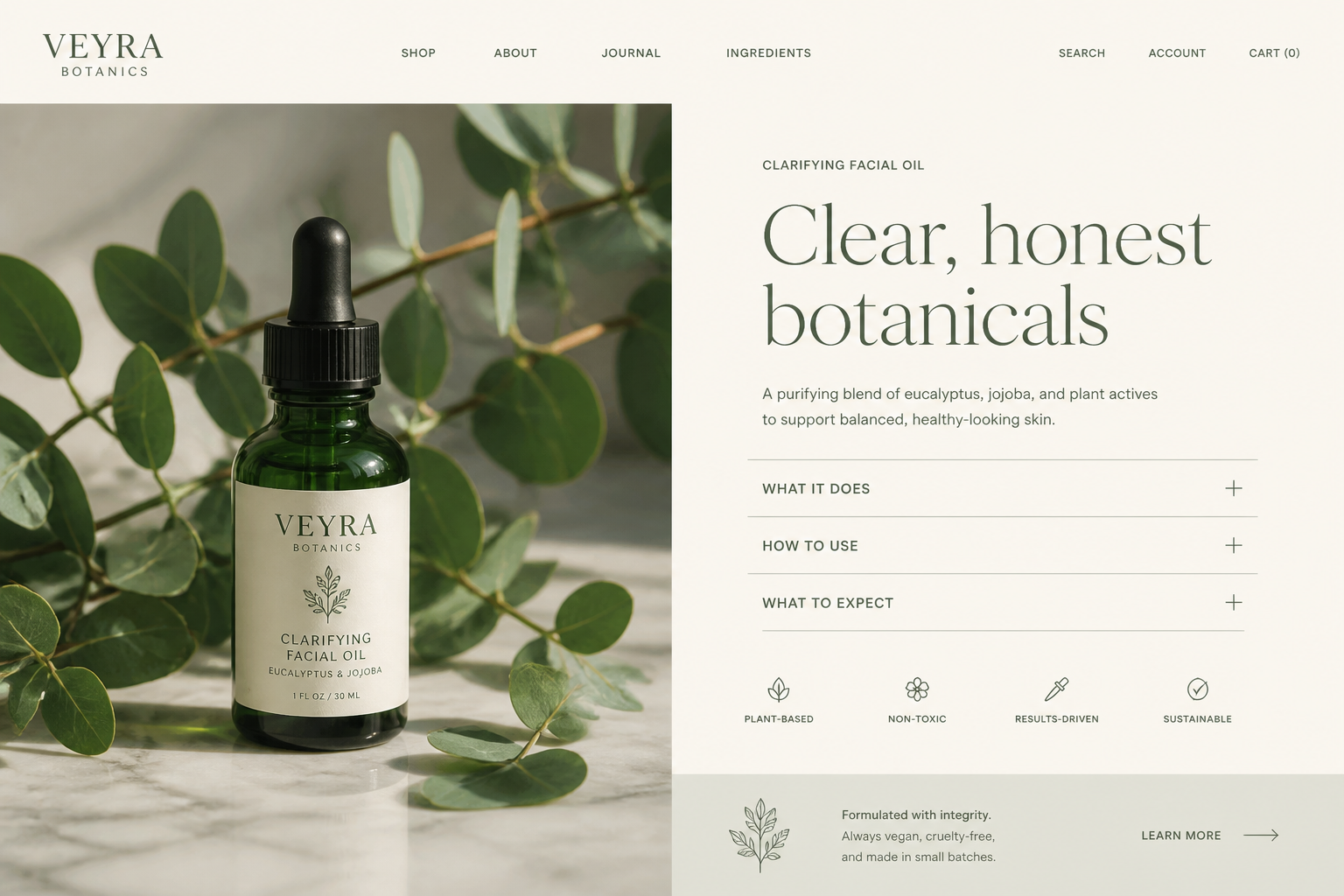 Veyra Botanics wellness storefront